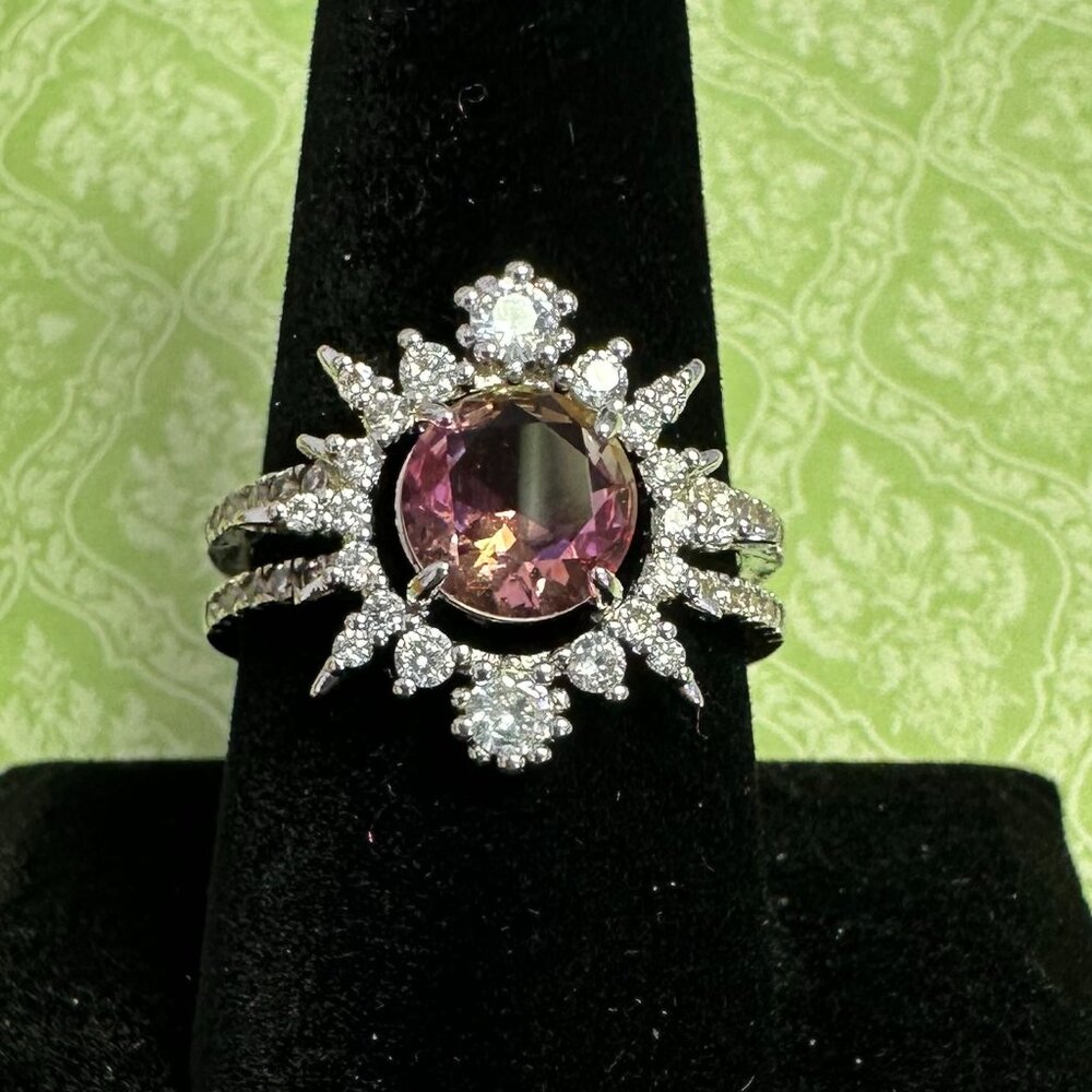 Bomb Party Women's (9) Ring - Purple Yellow Bi Color Tourmaline "New"